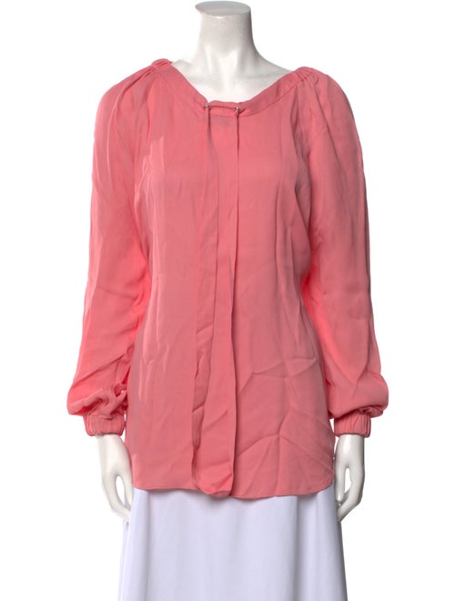 Tibi Crew Neck Long Sleeve Blouse