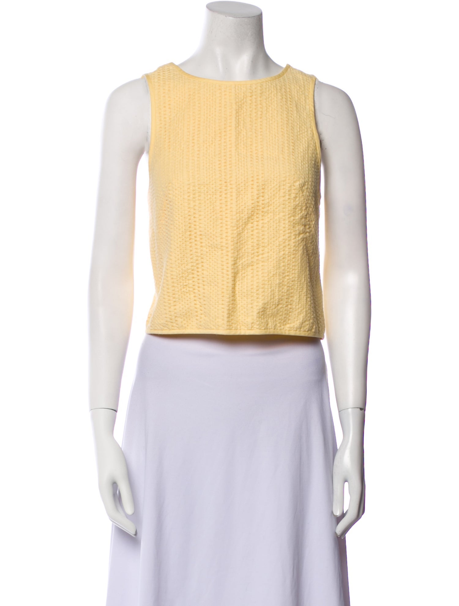 Tibi Bateau Neckline Sleeveless Crop Top
