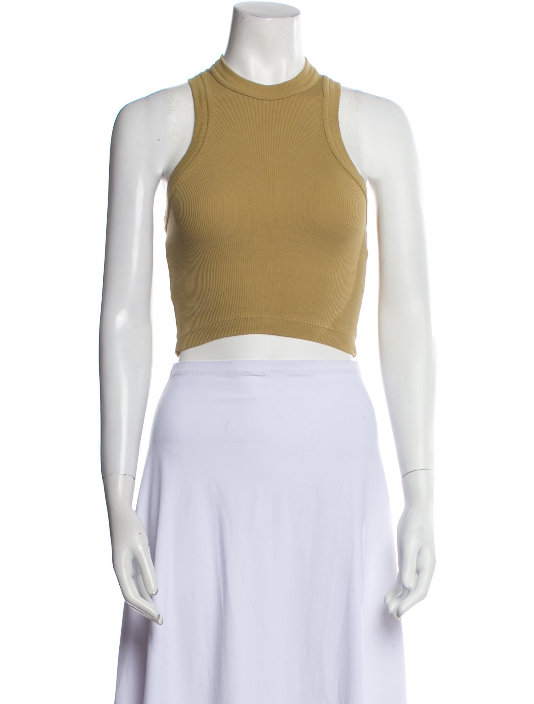 Tibi Mock Neck Sleeveless Crop Top