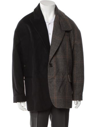 Tibi Wool Plaid Print Peacoat