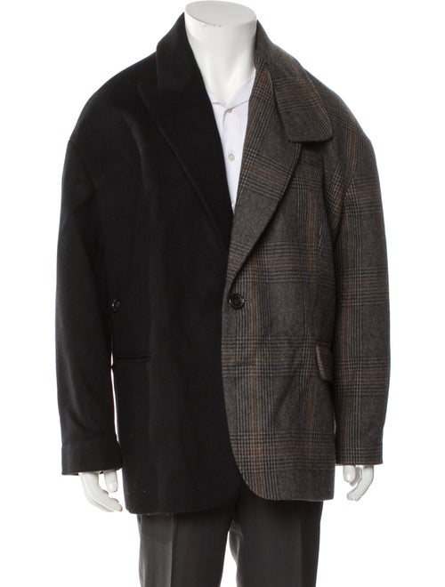 Tibi Wool Plaid Print Peacoat