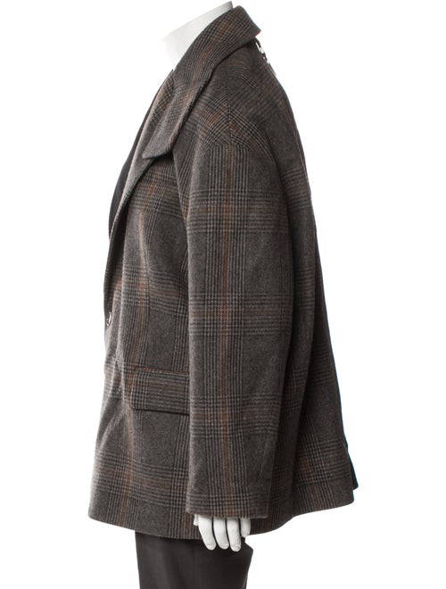 Tibi Wool Plaid Print Peacoat