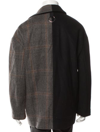 Tibi Wool Plaid Print Peacoat