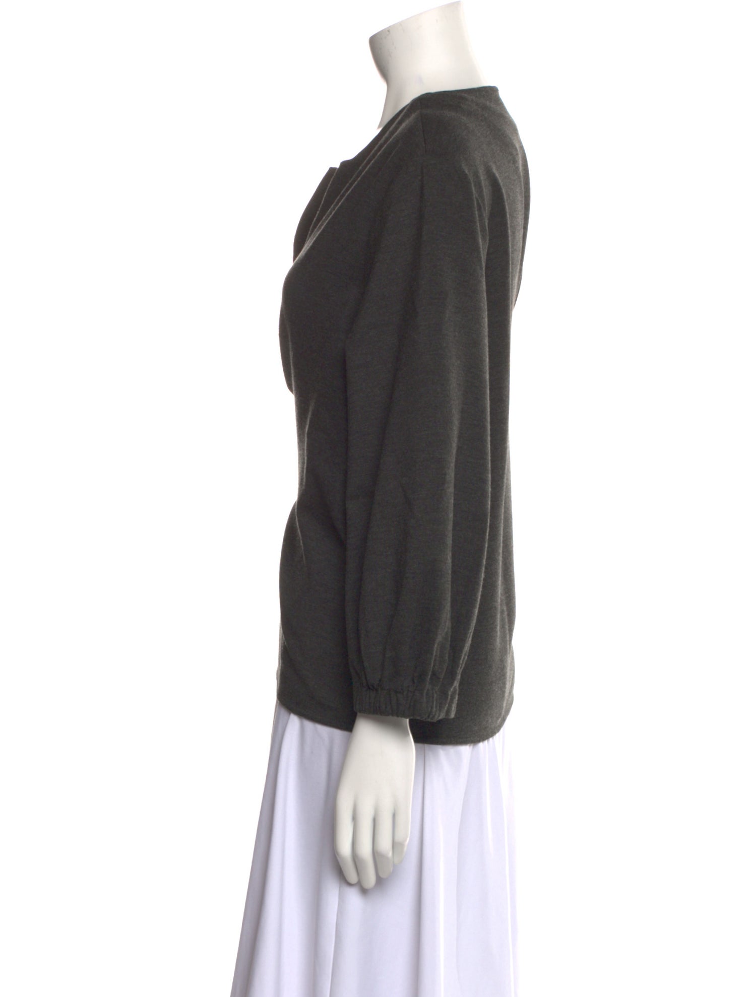 Tibi V-Neck Three-Quarter Sleeve Sweatshirt