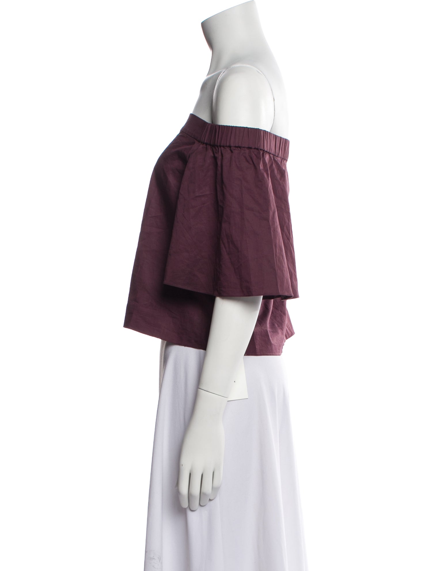 Tibi Off-The-Shoulder Short Sleeve Crop Top