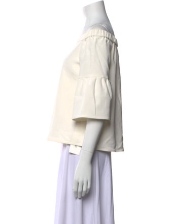 Tibi Off-The-Shoulder Three-Quarter Sleeve Top