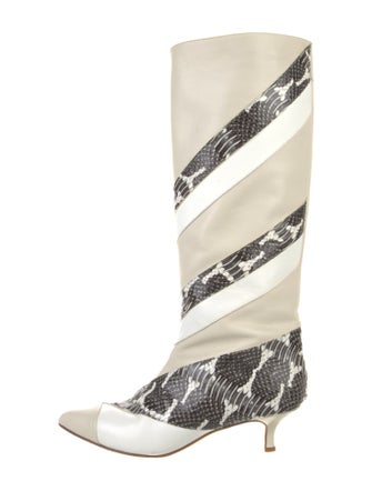 Tibi Leather Animal Print Boots
