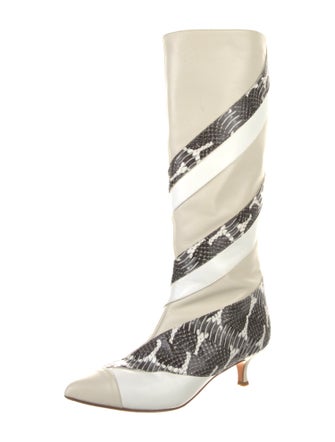 Tibi Leather Animal Print Boots