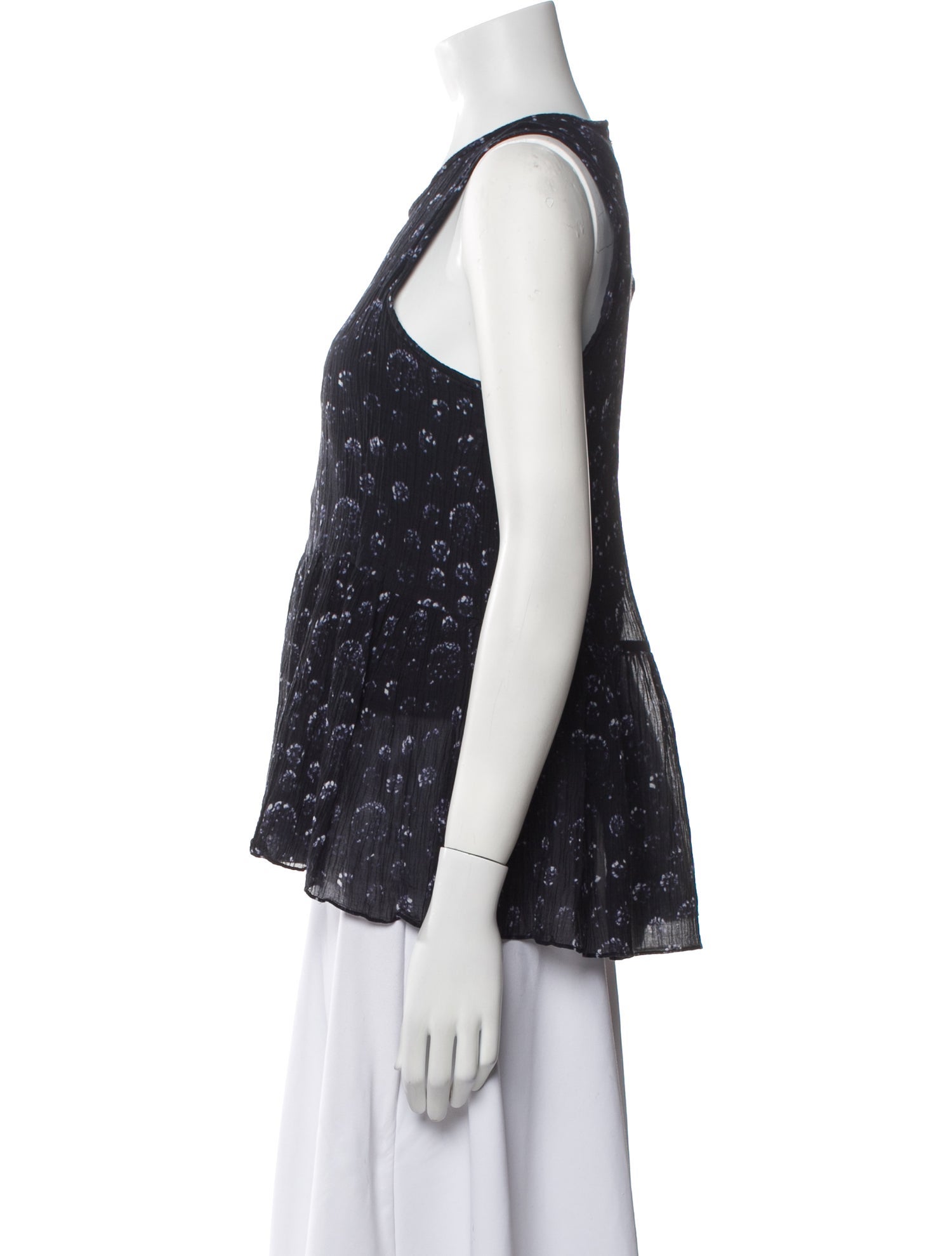 Tibi Printed Scoop Neck Top