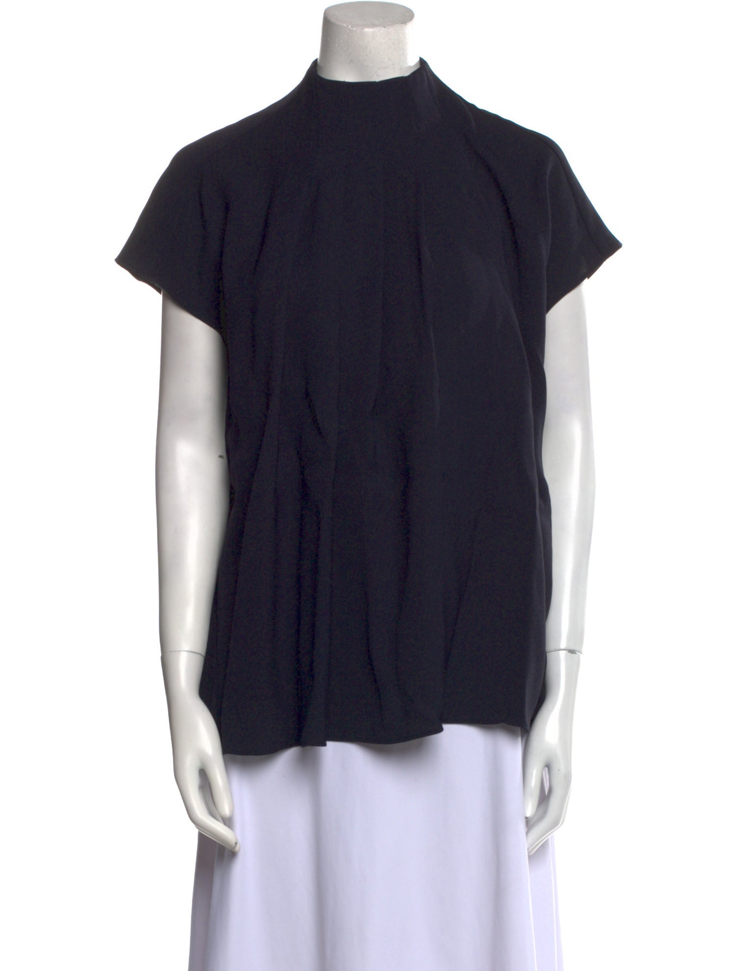 Tibi Mock Neck Short Sleeve Blouse