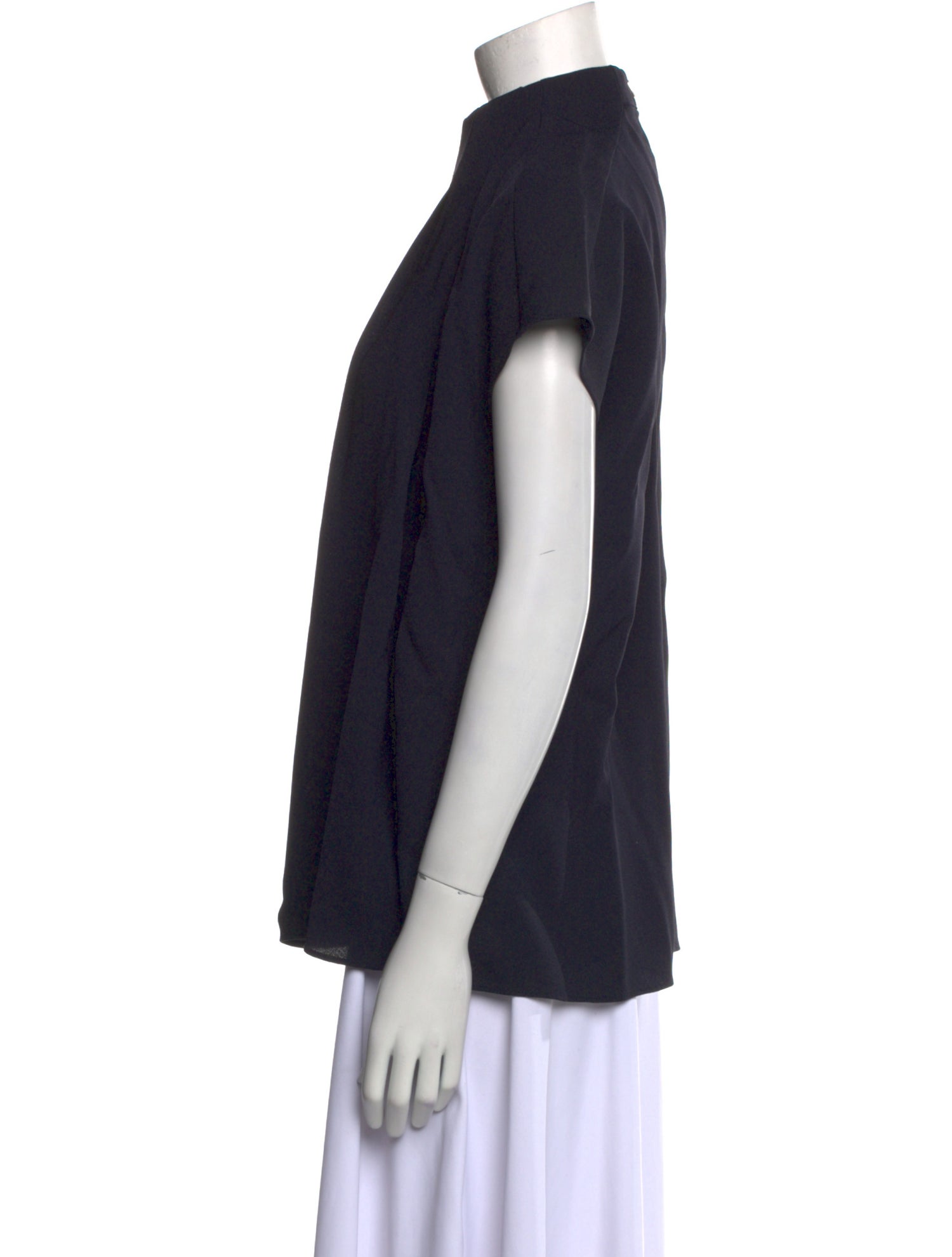 Tibi Mock Neck Short Sleeve Blouse