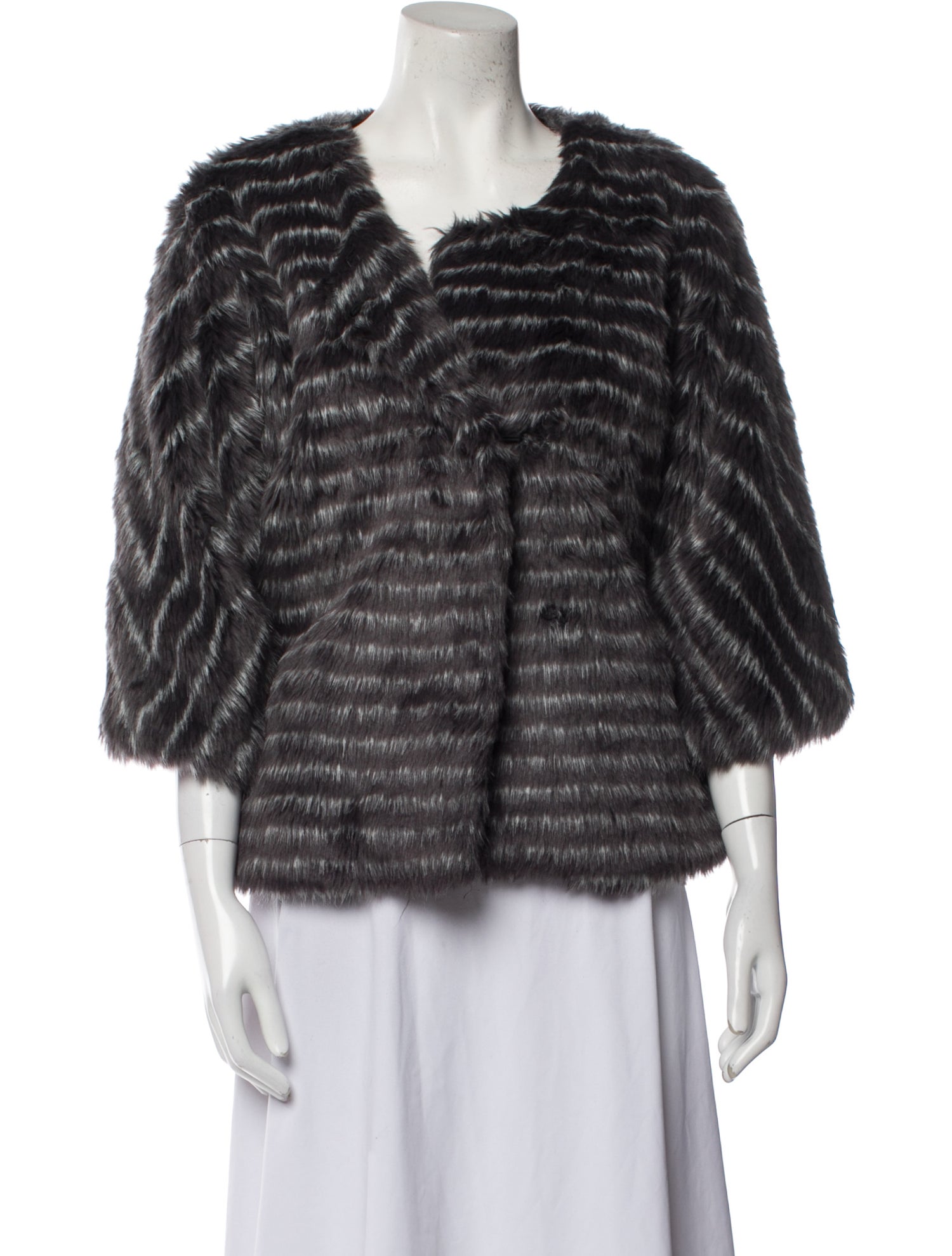 Tibi Striped Faux Fur Jacket