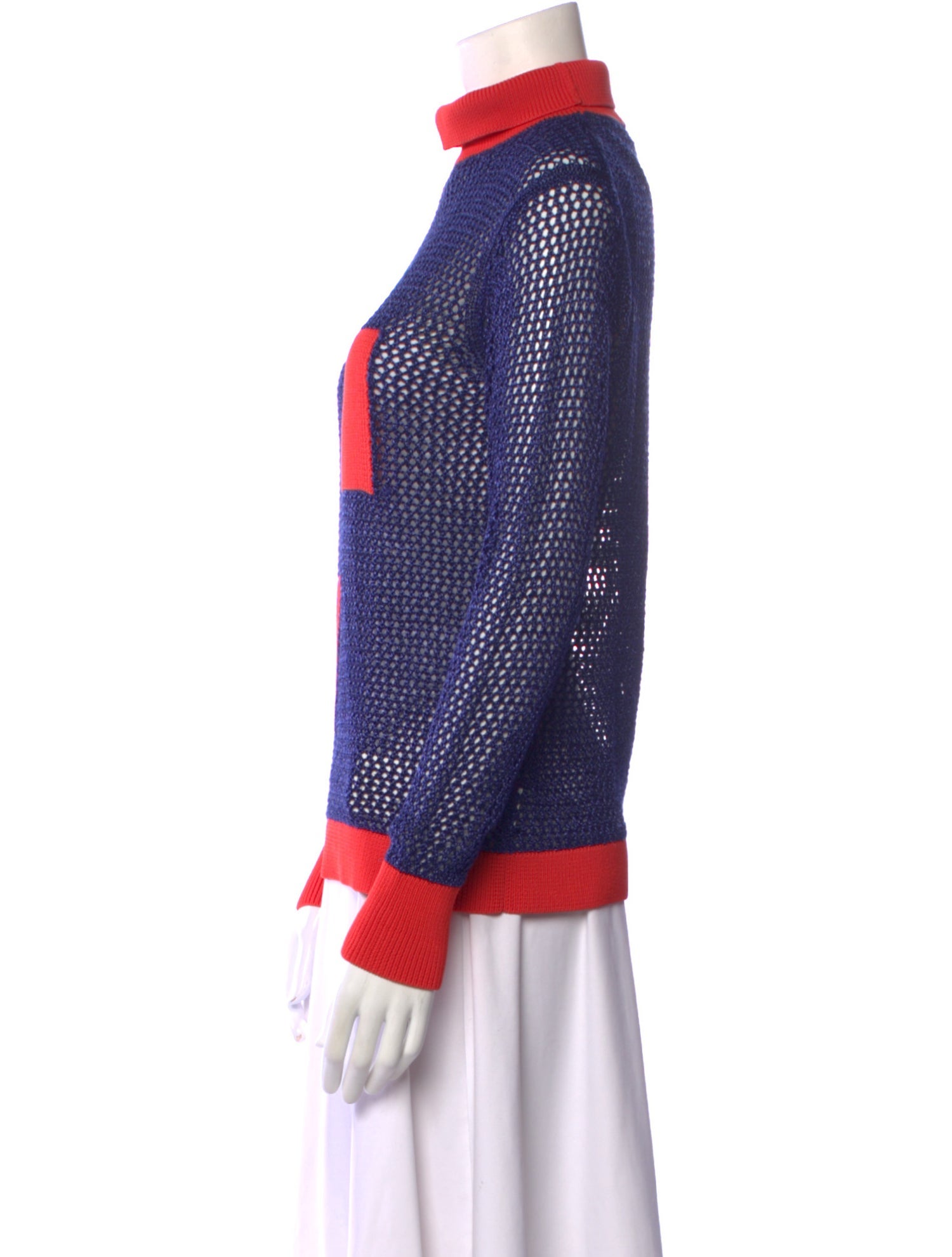 Tibi Colorblock Pattern Turtleneck Sweater
