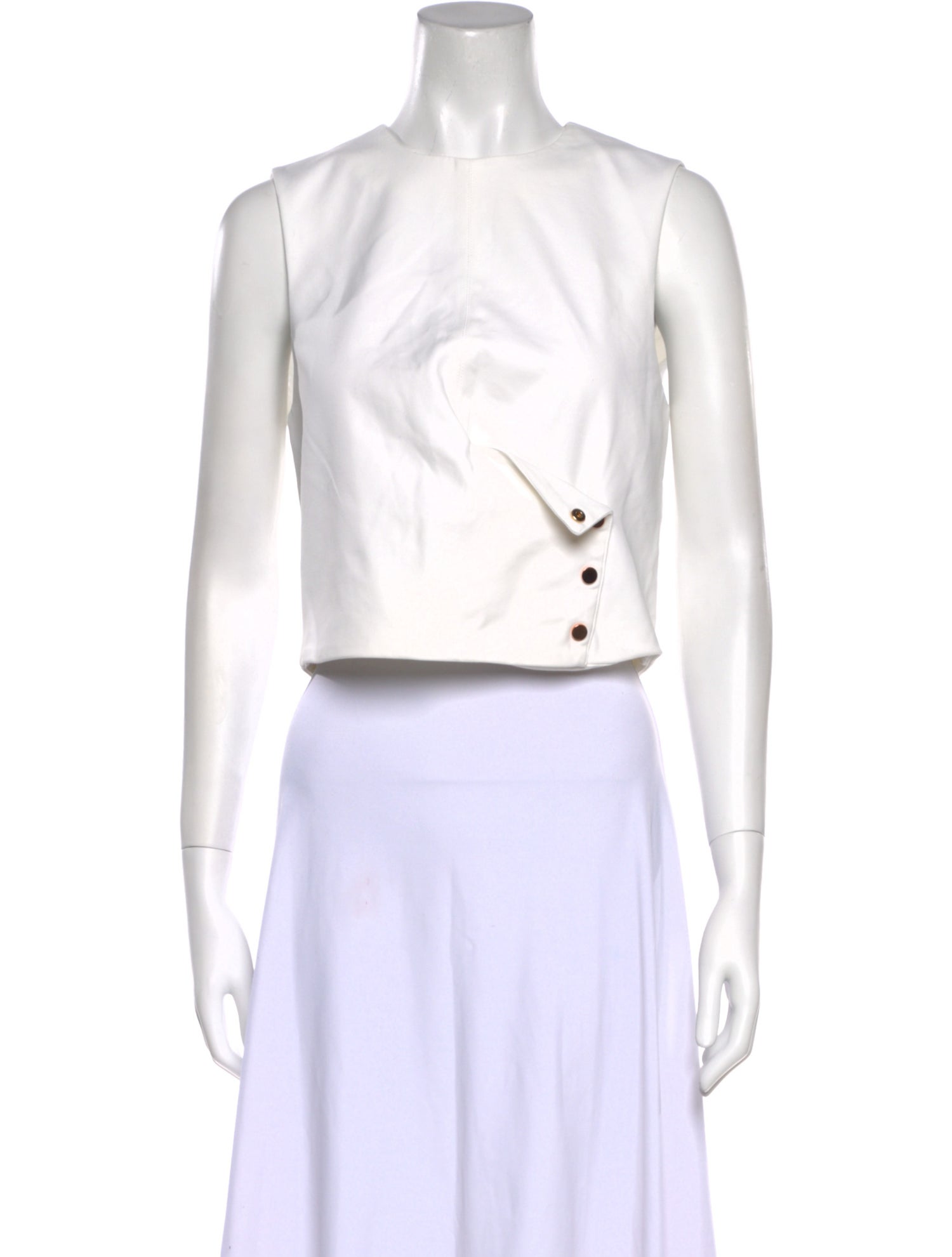 Tibi Crew Neck Sleeveless Crop Top