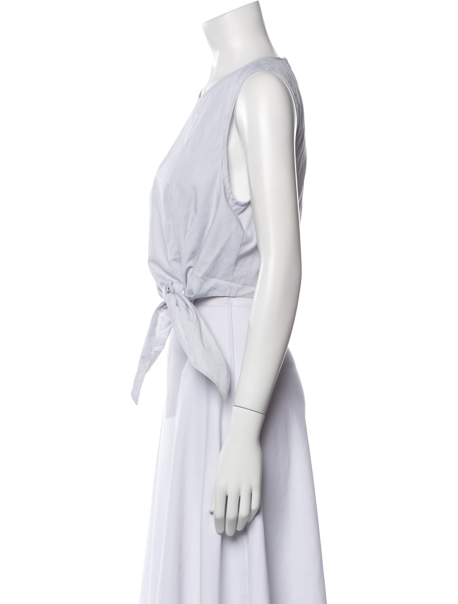 Tibi Crew Neck Sleeveless Crop Top