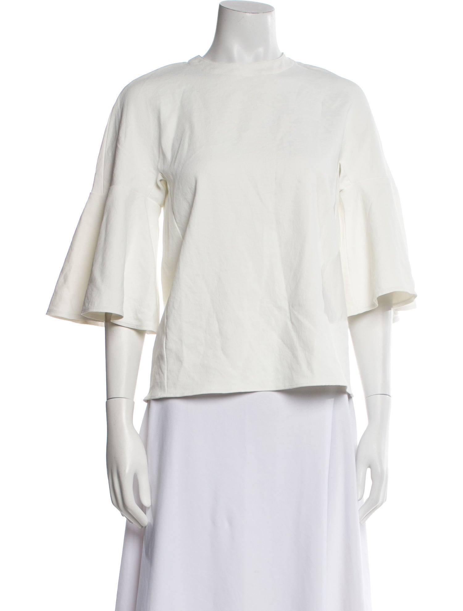 Tibi Bateau Neckline Three-Quarter Sleeve Blouse