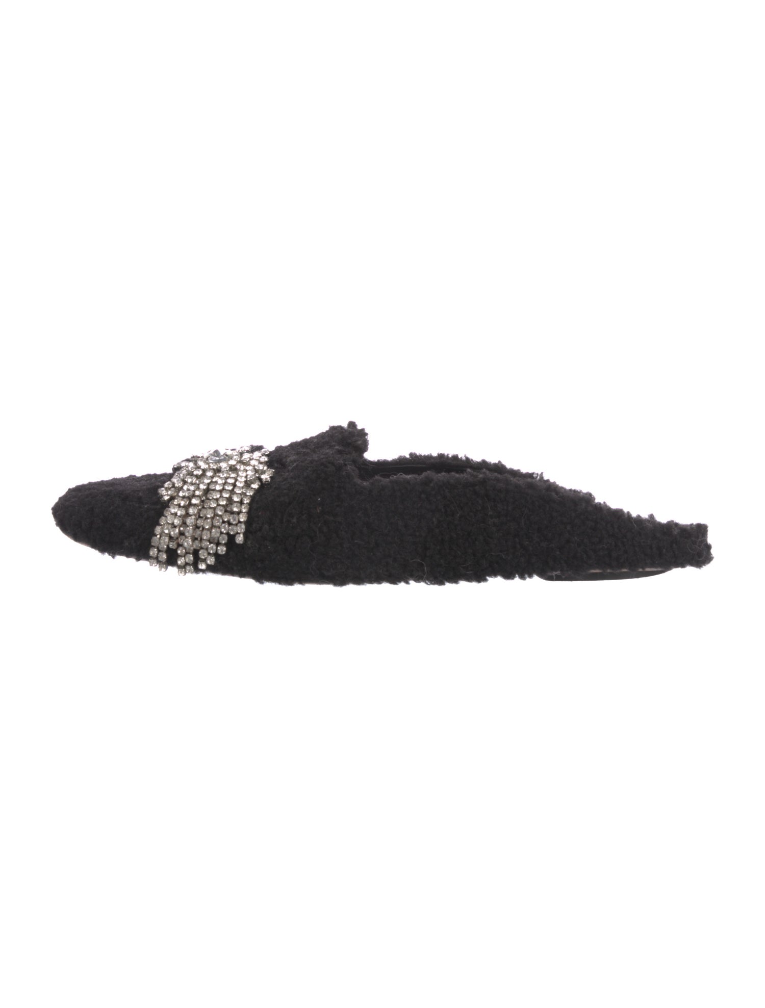 Tibi Shearling Crystal Embellishments Mules