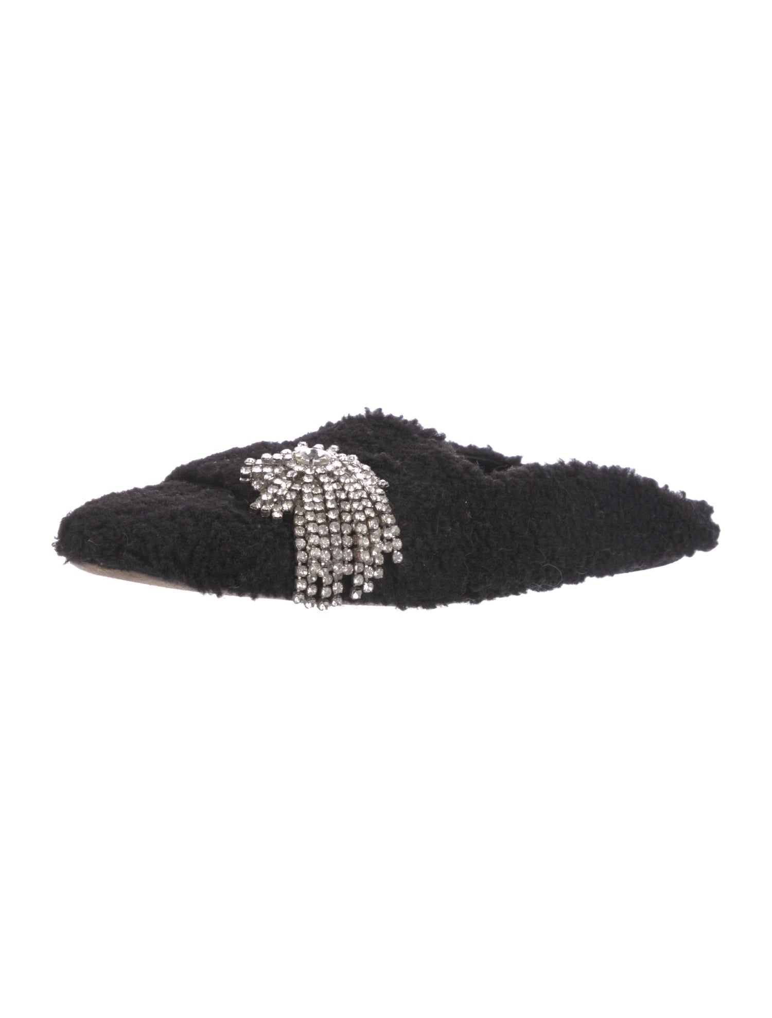 Tibi Shearling Crystal Embellishments Mules