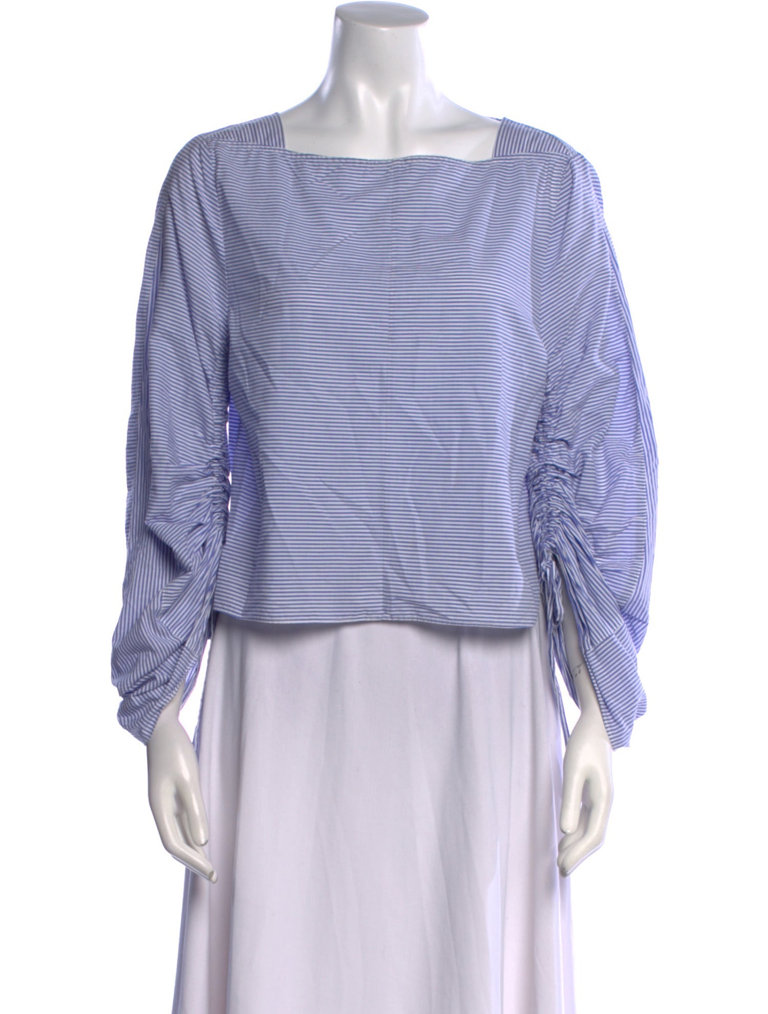 Tibi Striped Square Neckline Crop Top