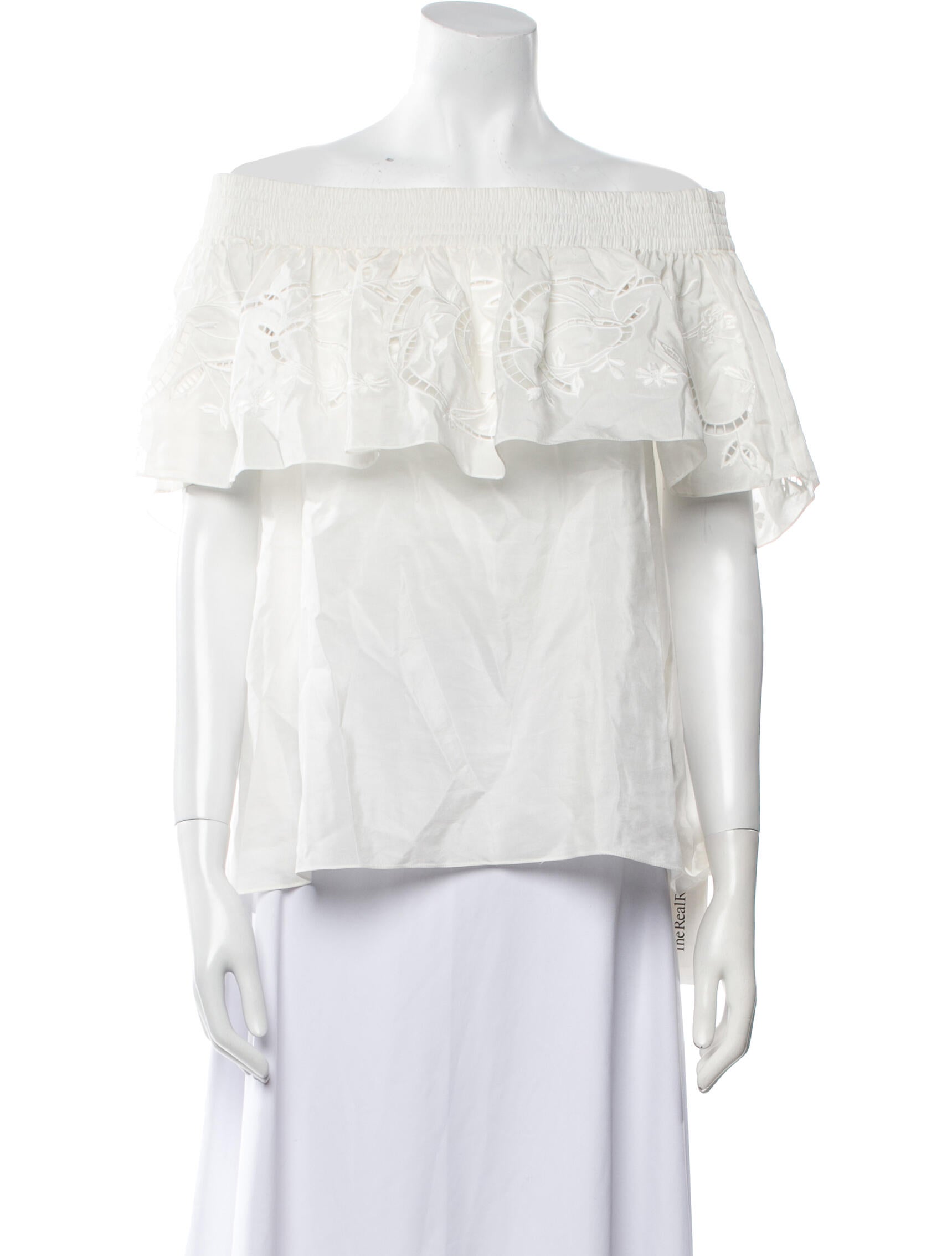 Tibi Off-The-Shoulder Short Sleeve Blouse