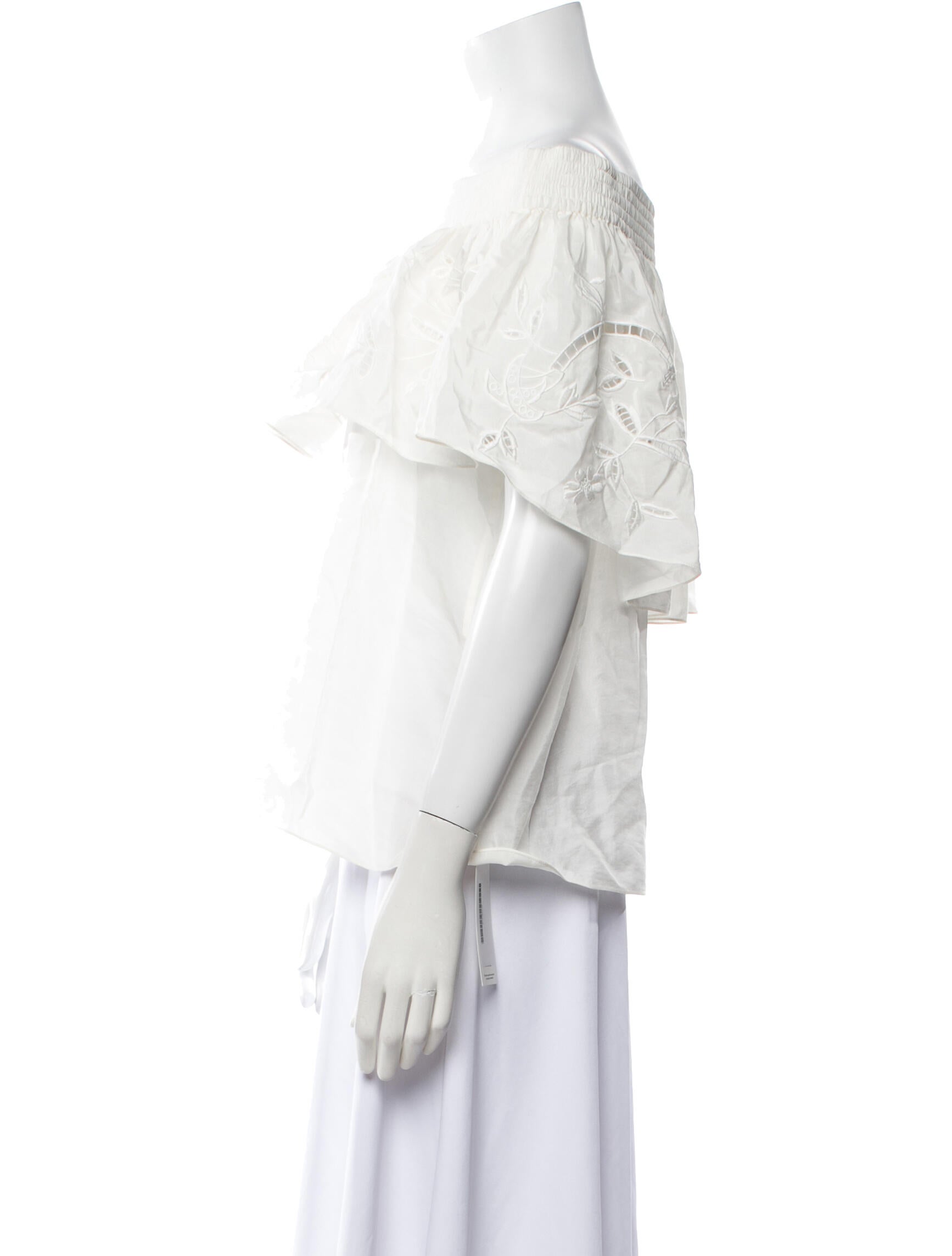 Tibi Off-The-Shoulder Short Sleeve Blouse