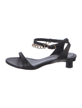 Tibi Snakeskin Chain-Link Accents Slingback Sandals