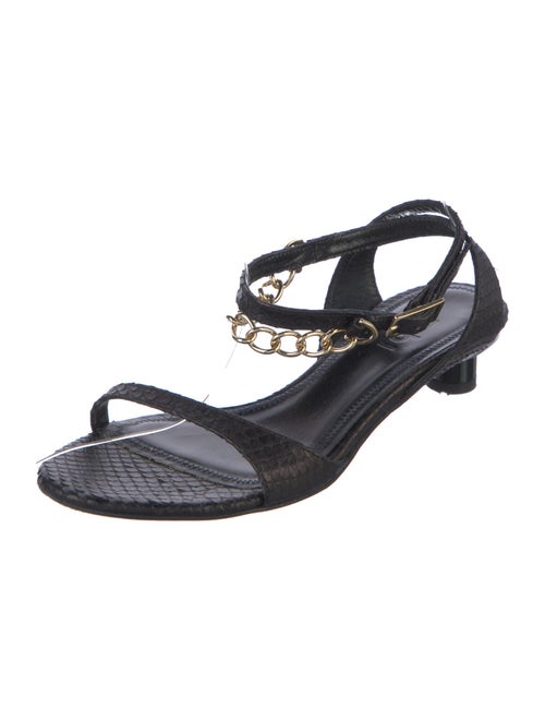 Tibi Snakeskin Chain-Link Accents Slingback Sandals