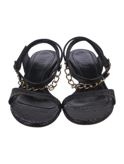 Tibi Snakeskin Chain-Link Accents Slingback Sandals