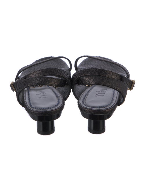 Tibi Snakeskin Chain-Link Accents Slingback Sandals