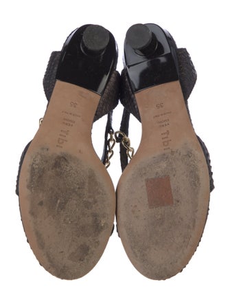 Tibi Snakeskin Chain-Link Accents Slingback Sandals