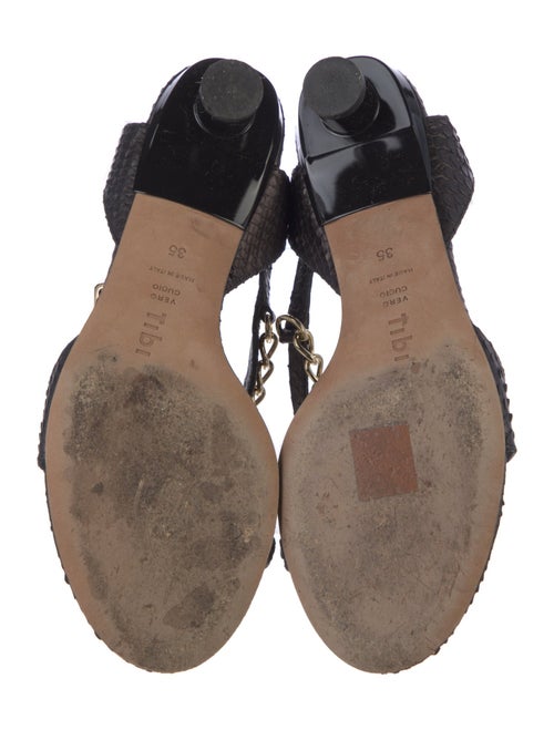 Tibi Snakeskin Chain-Link Accents Slingback Sandals