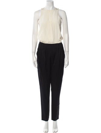 Tibi Colorblock Pattern Crew Neck Jumpsuit