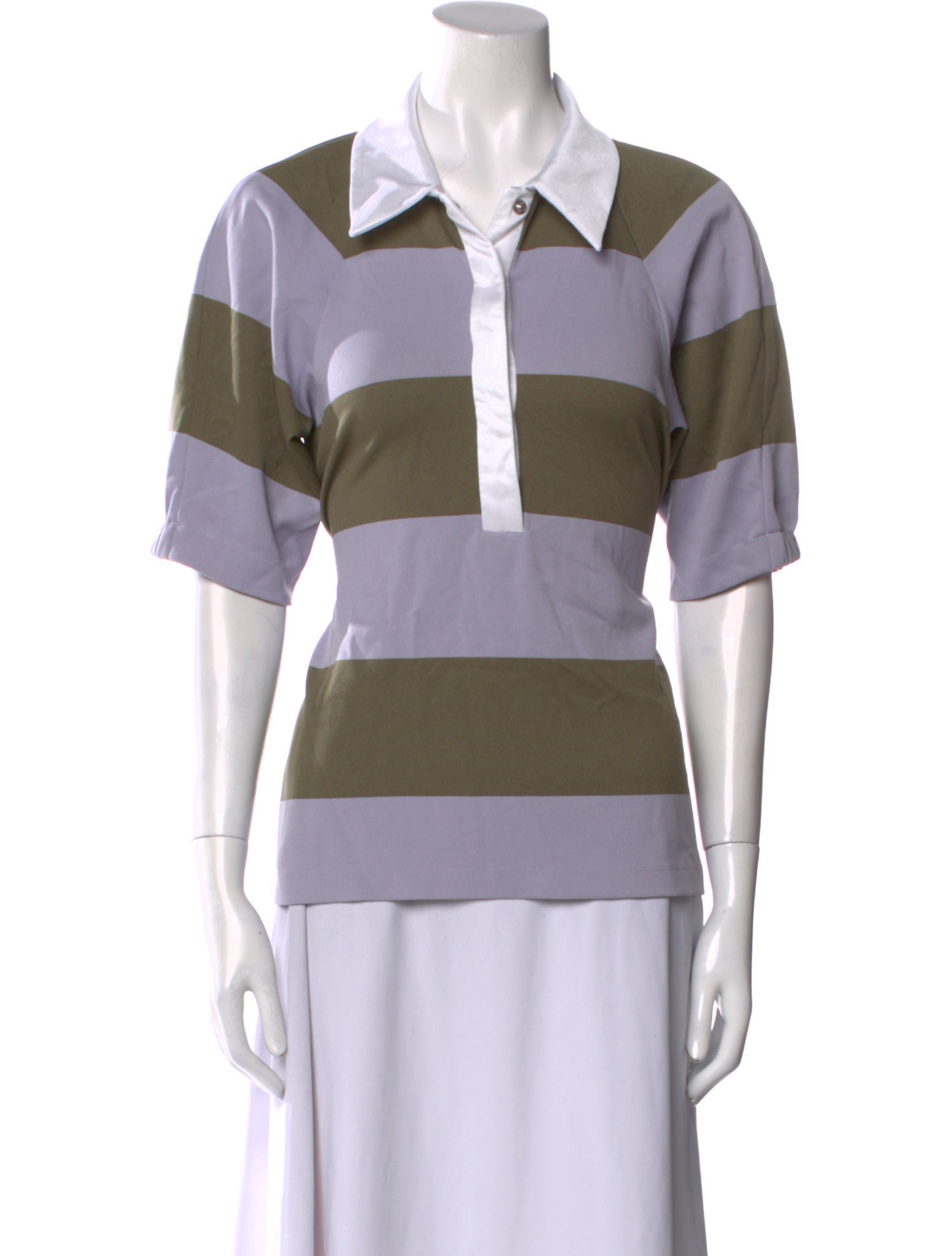 Tibi Striped Short Sleeve Polo