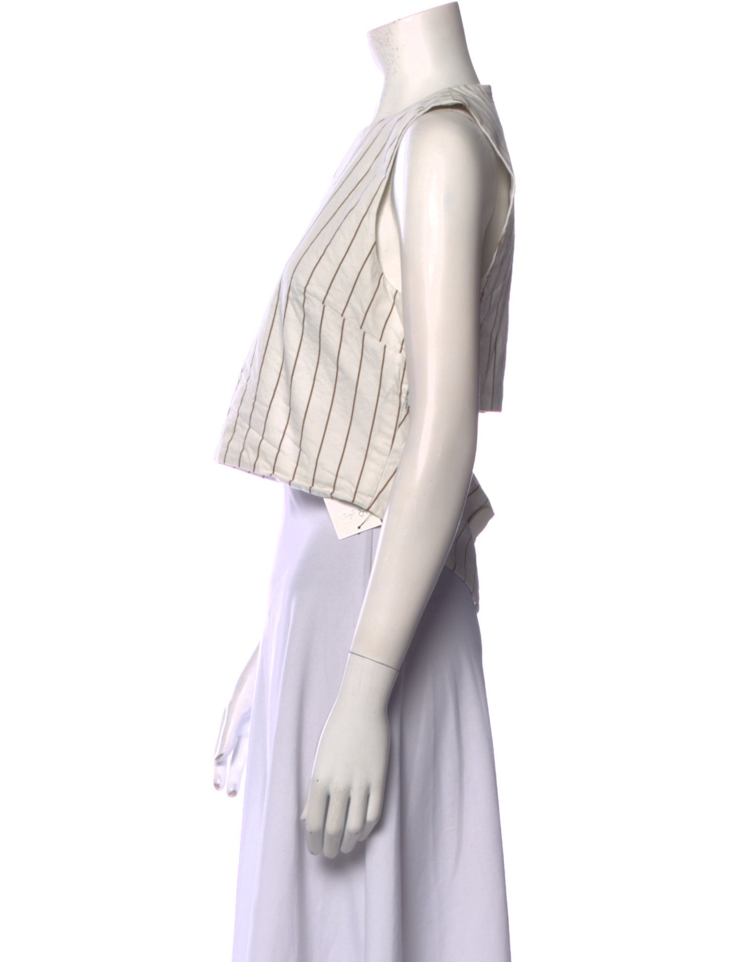 Tibi Striped Crew Neck Crop Top