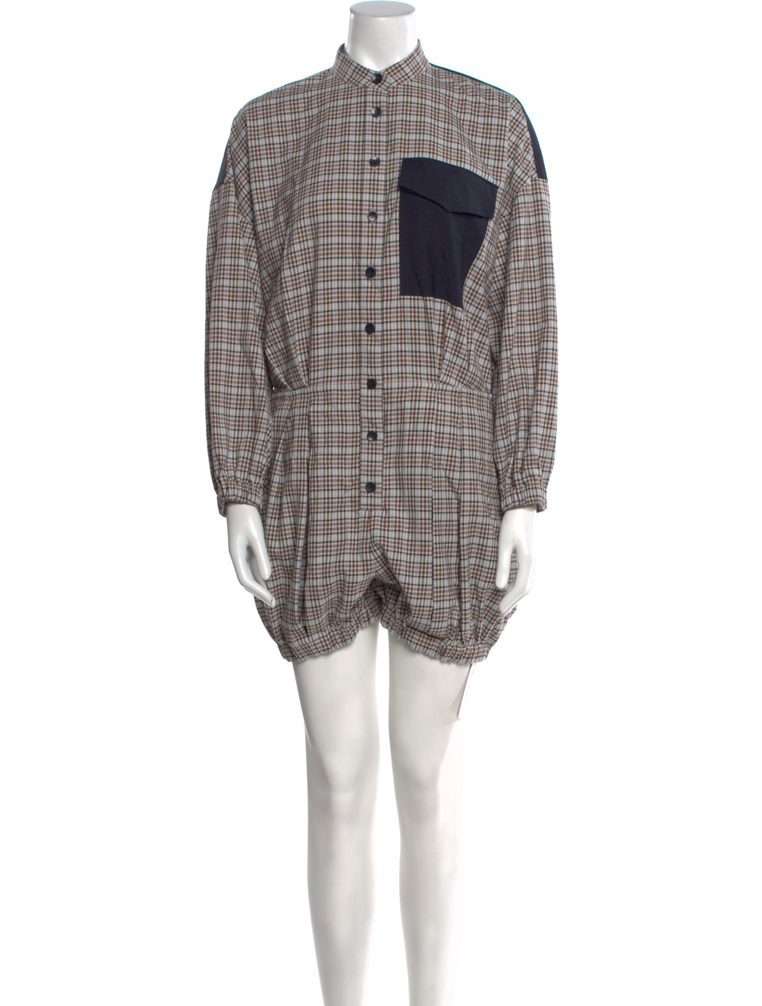 Tibi Plaid Print Mock Neck Romper w/ Tags