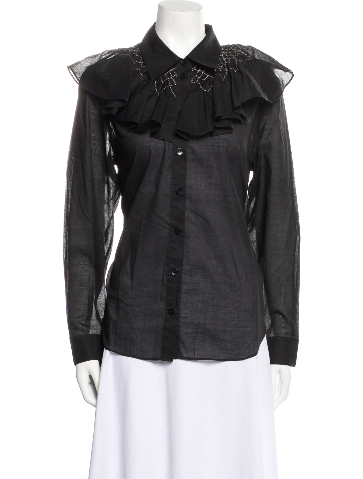 Tibi Long Sleeve Button-Up Top