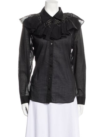 Tibi Long Sleeve Button-Up Top