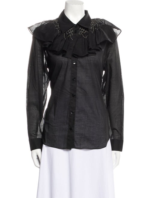 Tibi Long Sleeve Button-Up Top