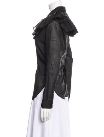 Tibi Long Sleeve Button-Up Top