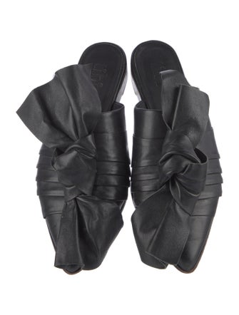 Tibi Leather Bow Accents Mules