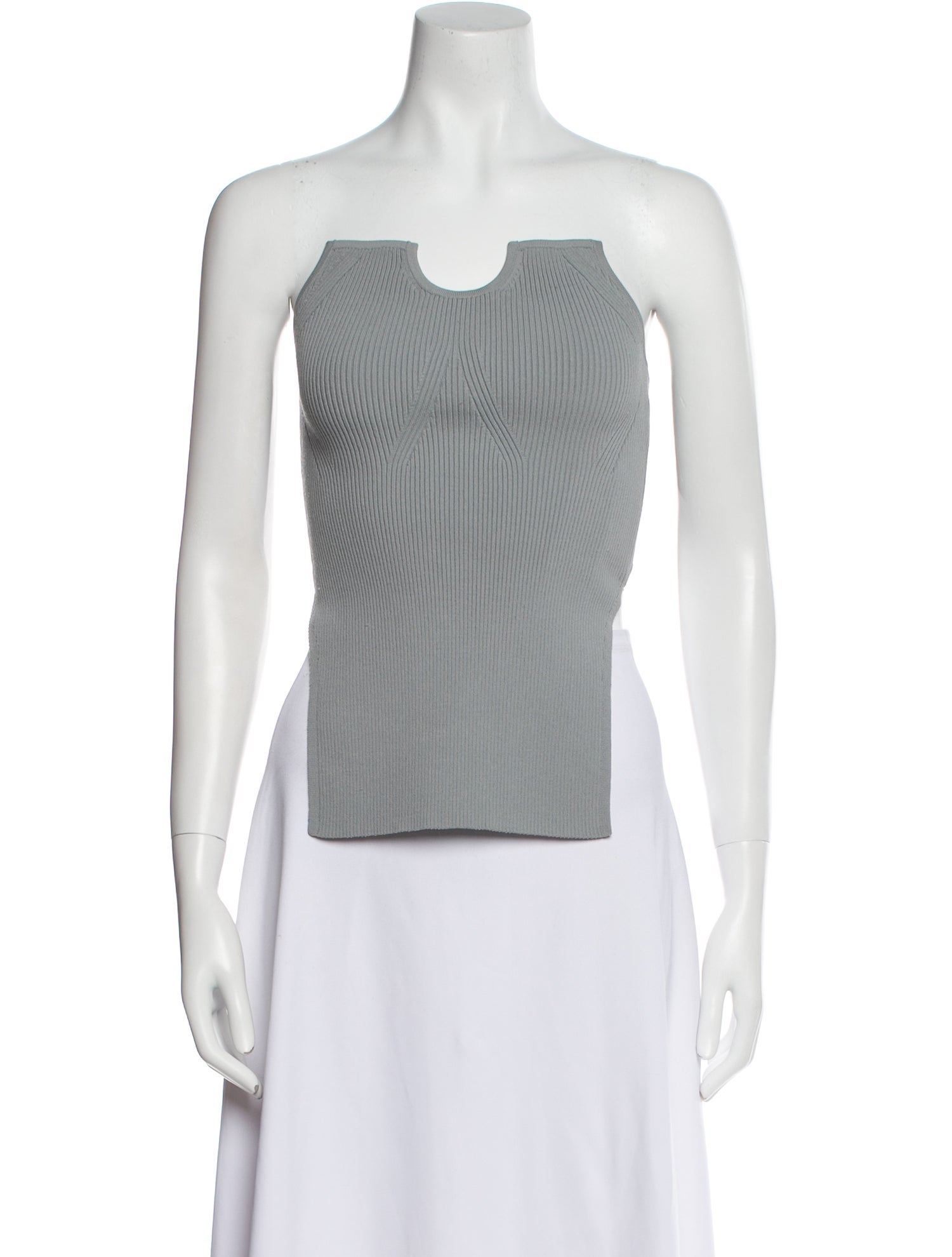Tibi Striped Strapless Crop Top