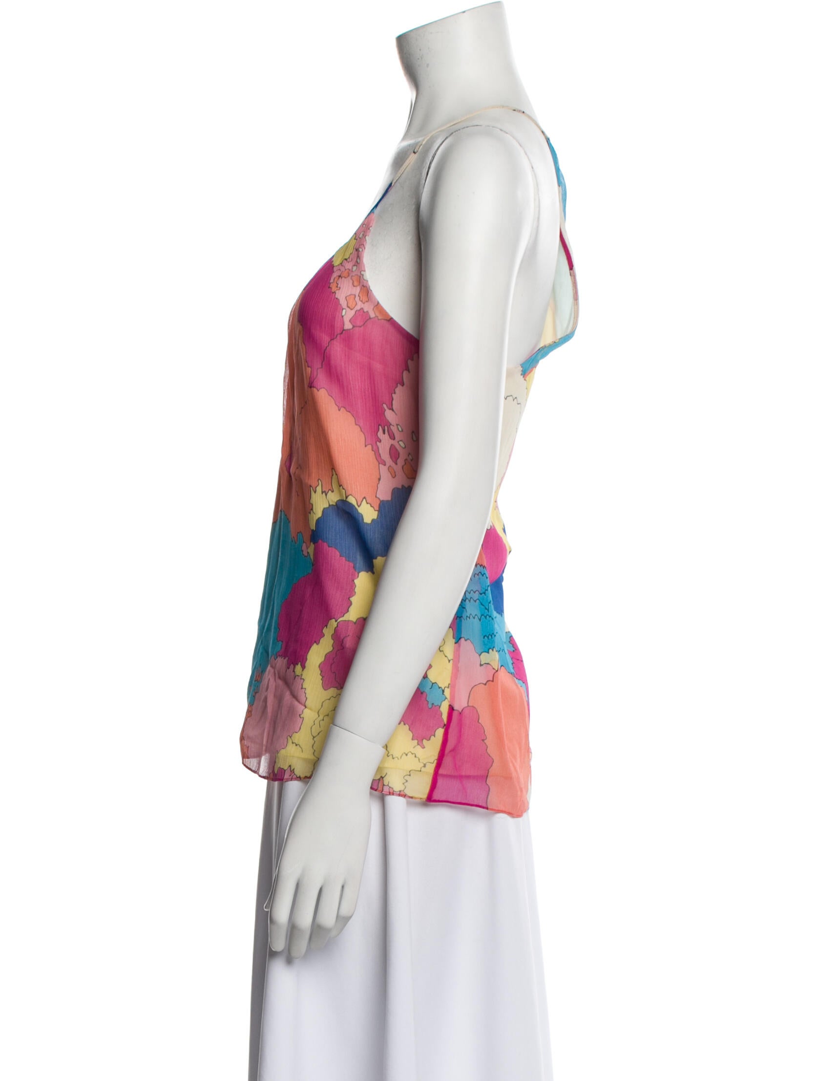 Tibi Silk Floral Print Top