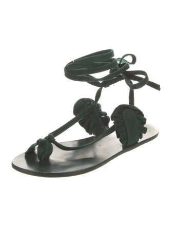 Tibi Suede Ruffle Embellishment Gladiator Sandals