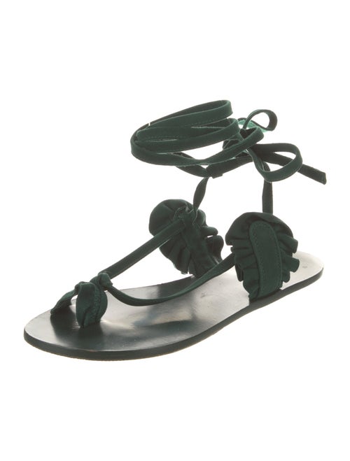 Tibi Suede Ruffle Embellishment Gladiator Sandals