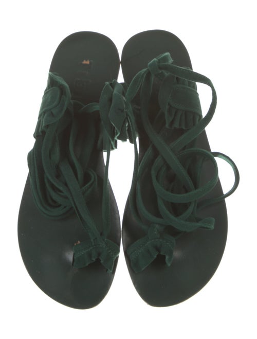 Tibi Suede Ruffle Embellishment Gladiator Sandals