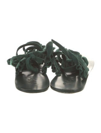 Tibi Suede Ruffle Embellishment Gladiator Sandals