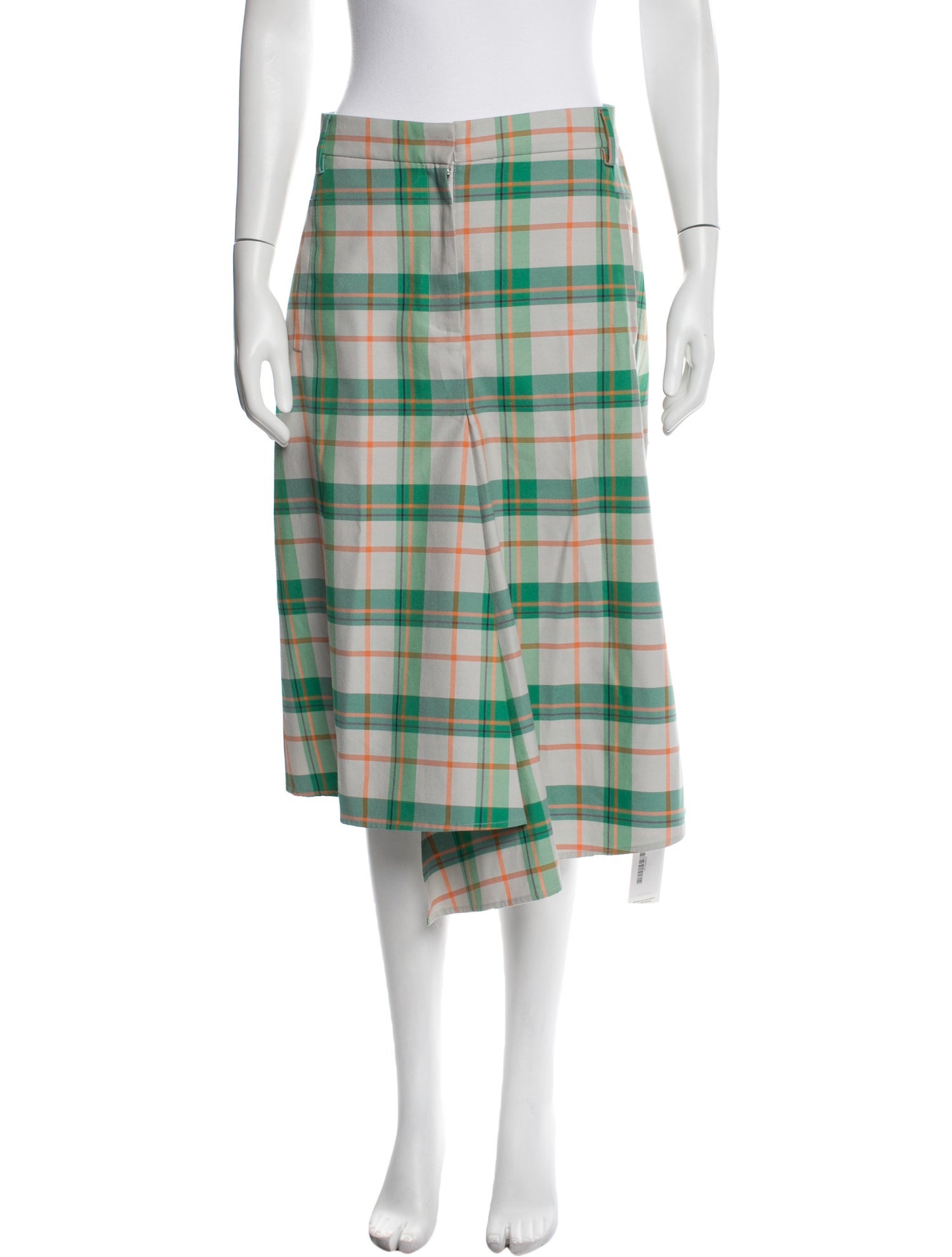 Tibi Plaid Print Midi Length Skirt