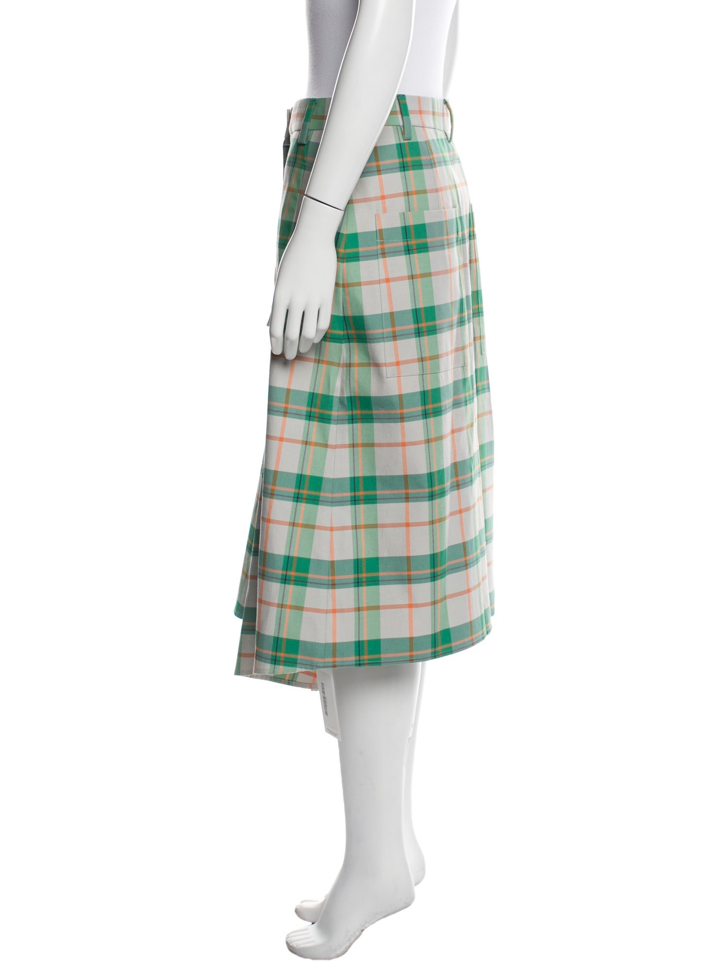 Tibi Plaid Print Midi Length Skirt