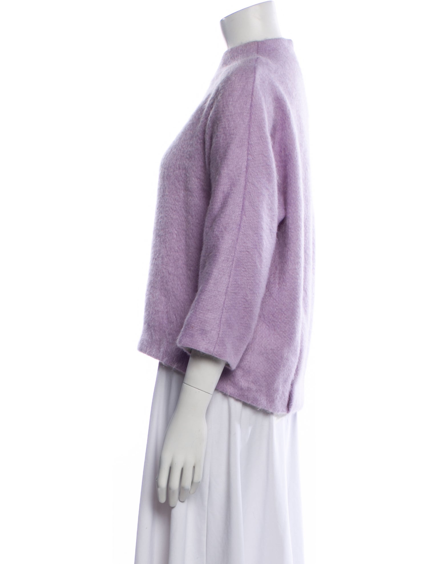 Tibi Mock Neck Three-Quarter Sleeve Sweatshirt