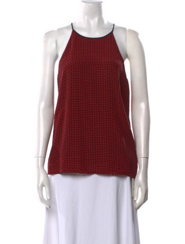 Tibi Tops Printed Scoop Neck Top S